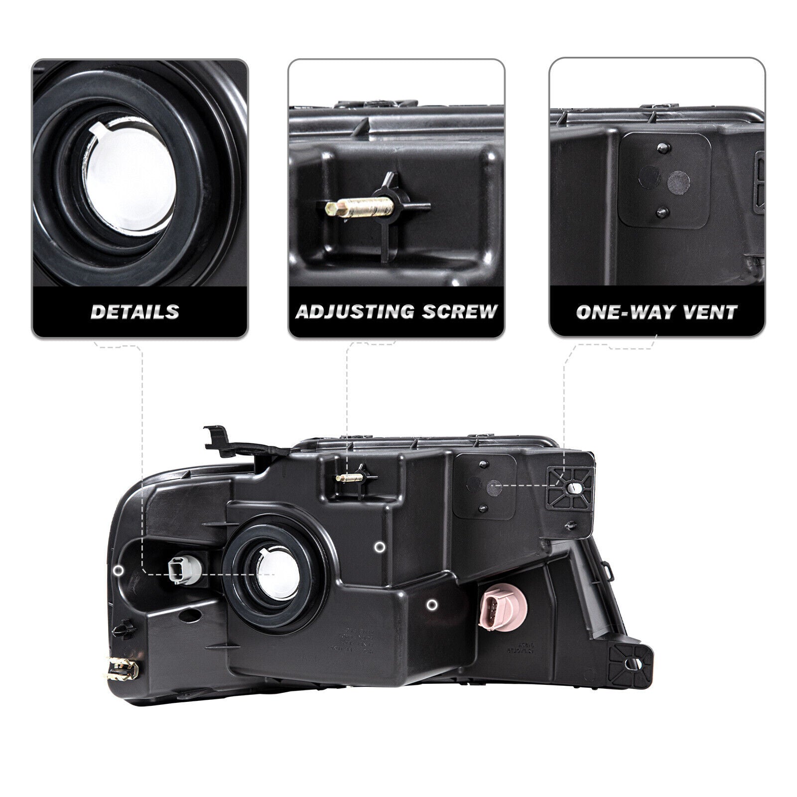 For 2004-2008 Ford F150 Black Housing Smoke Lens Headlights Lamps LH+RH