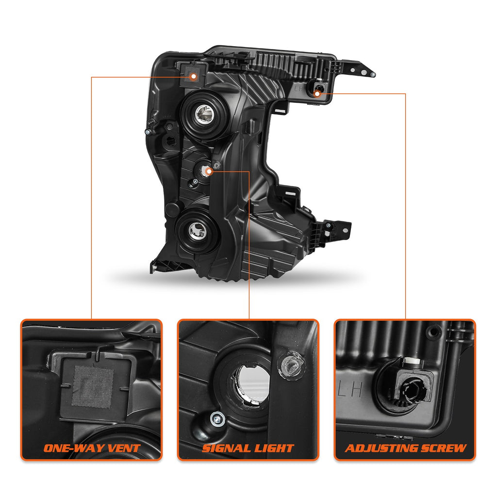 Halogen Headlights Black Left+Right For 2020-2022 Ford F250 F350 SuperDuty