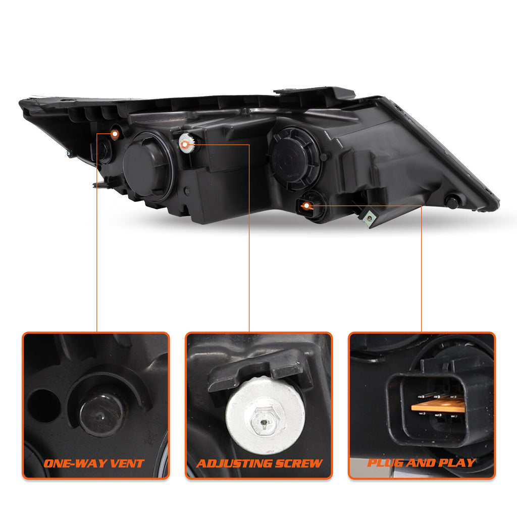 For 2011 2012 2013 Kia Sorento Halogen Black Amber L+R Pairs Headlight assembly