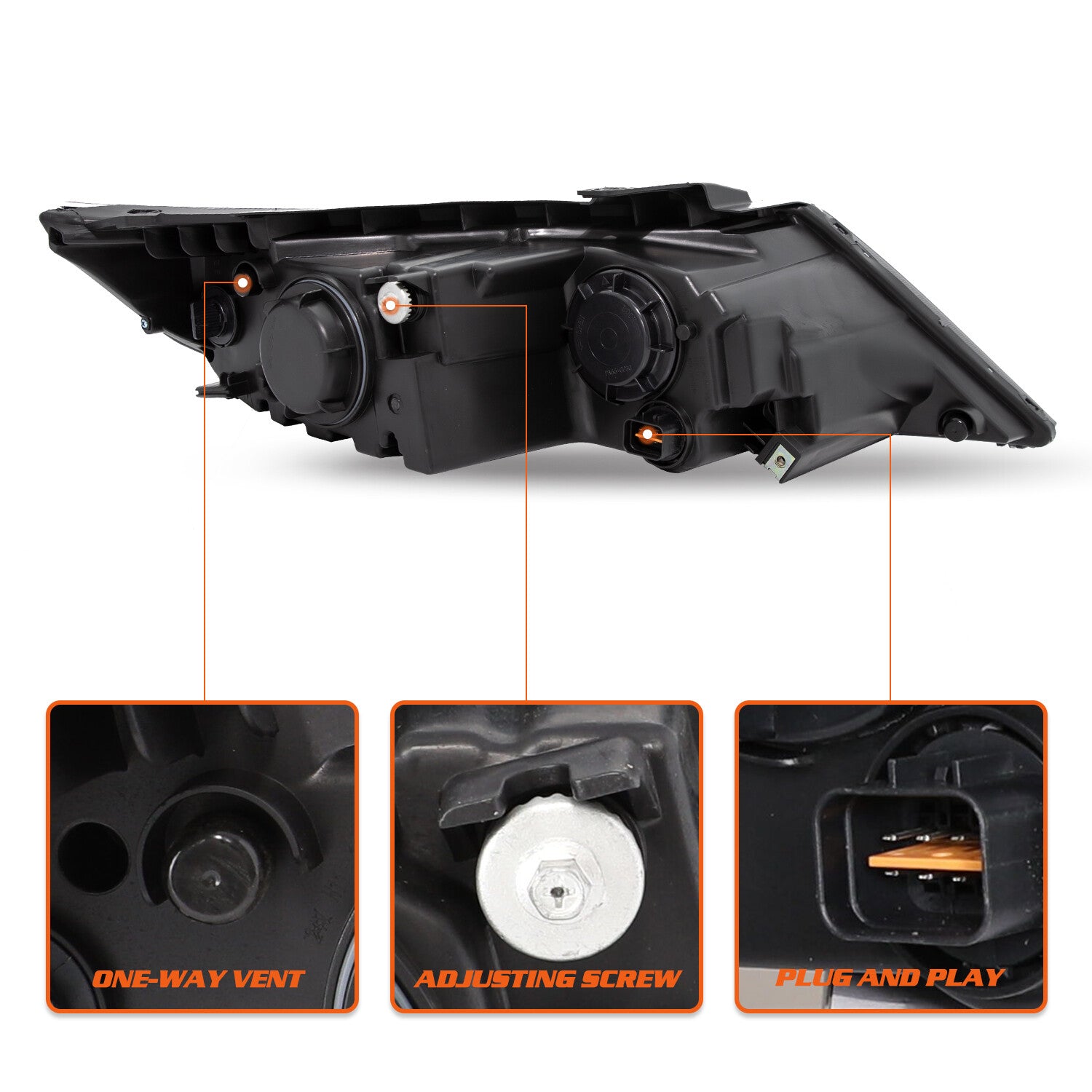 For 2011 2012 2013 Kia Sorento Halogen Black Amber L+R Pairs Headlight assembly