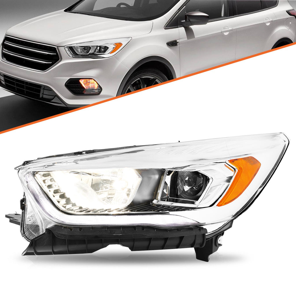 For 2017 2018 2019 Ford Escape Halogen w/ LED DRL Left Driver Headlight Headlamp