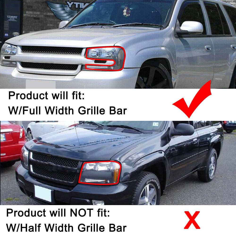 Headlights For 2002-2009 Chevy Trailblazer Ext Chrome Amber Corner lamps 02-09