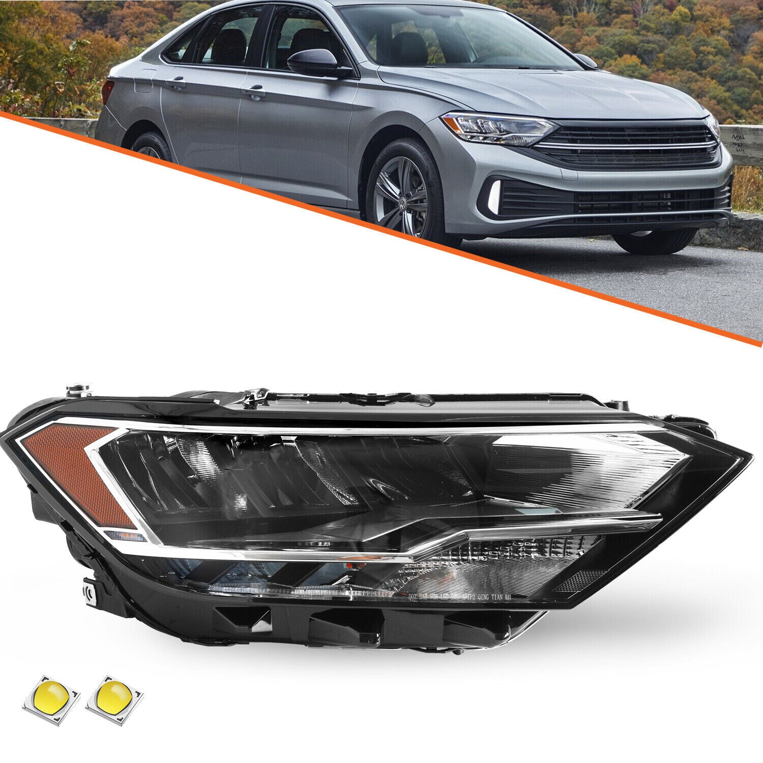 For 2019-2023 Volkswagen Jetta Non-Projector [FULL LED] Passenger Headlight RH