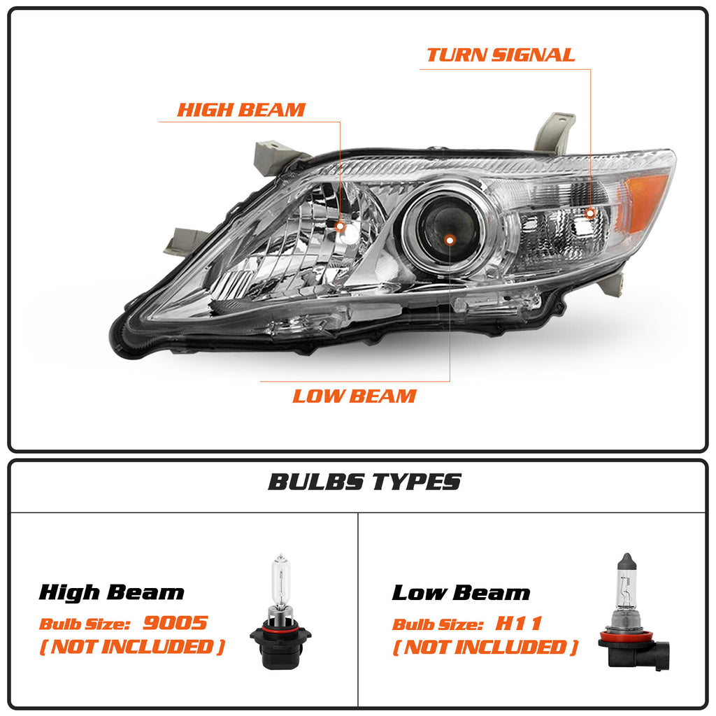 Left&Right Headlight Assembly Reflector For 2010-2011 Toyota Camry Sedan 4-Door