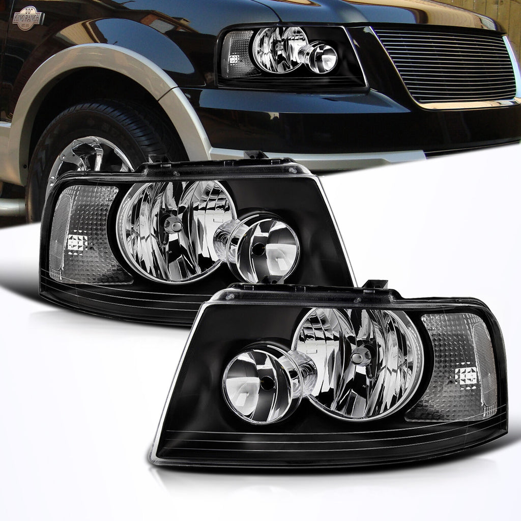 Pair Black Clear Housing Headlight Fit For 2003-2006 Ford Expedition W/Bulbs
