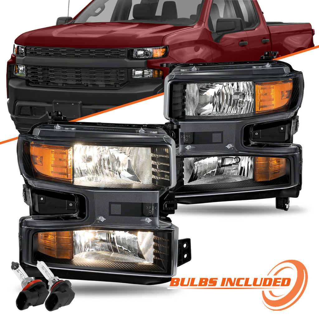 for 2019-2021 Chevy Silverado 1500 Halogen w/o LED Headlight Headlamp