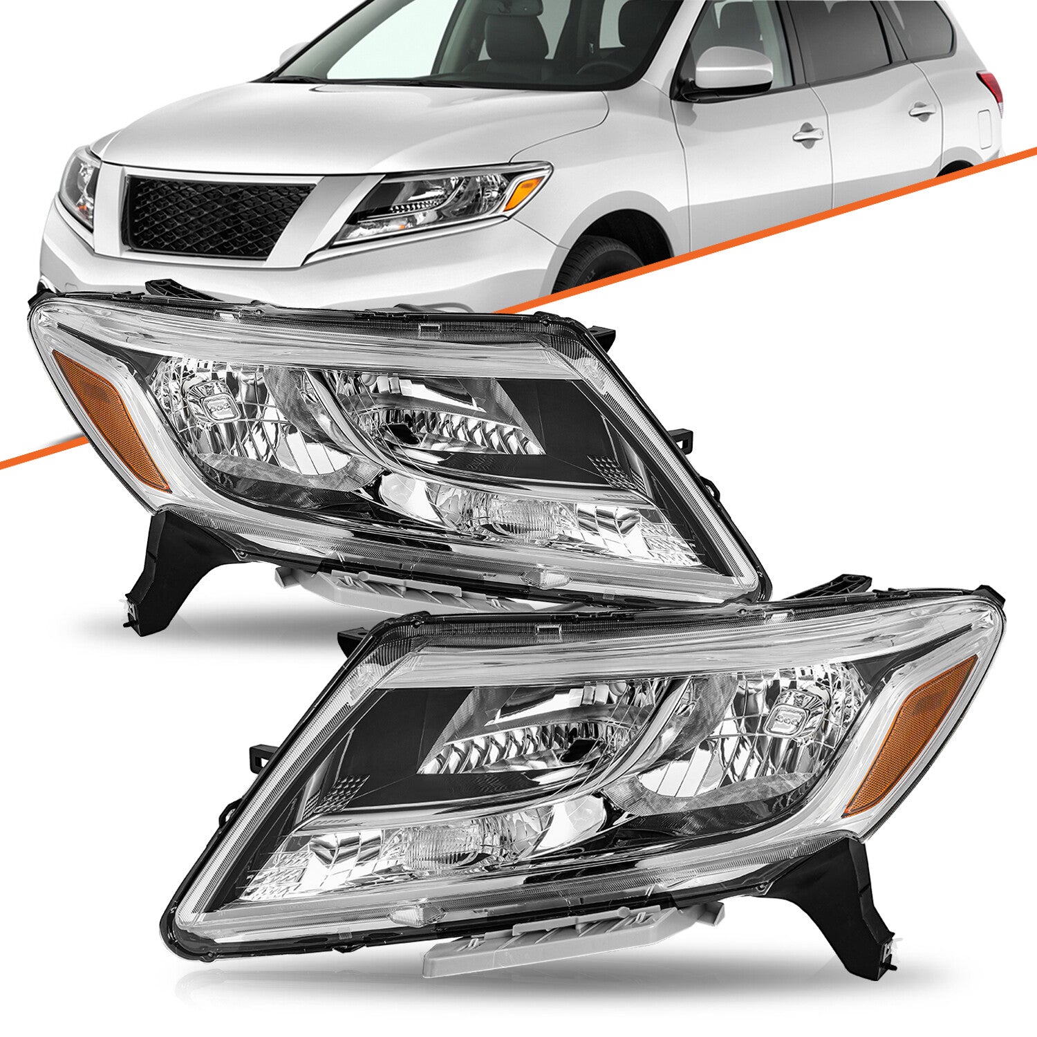 For 2013-2016 Nissan Pathfinder 4DR Halogen Headlights Assembly Headlamps Pair