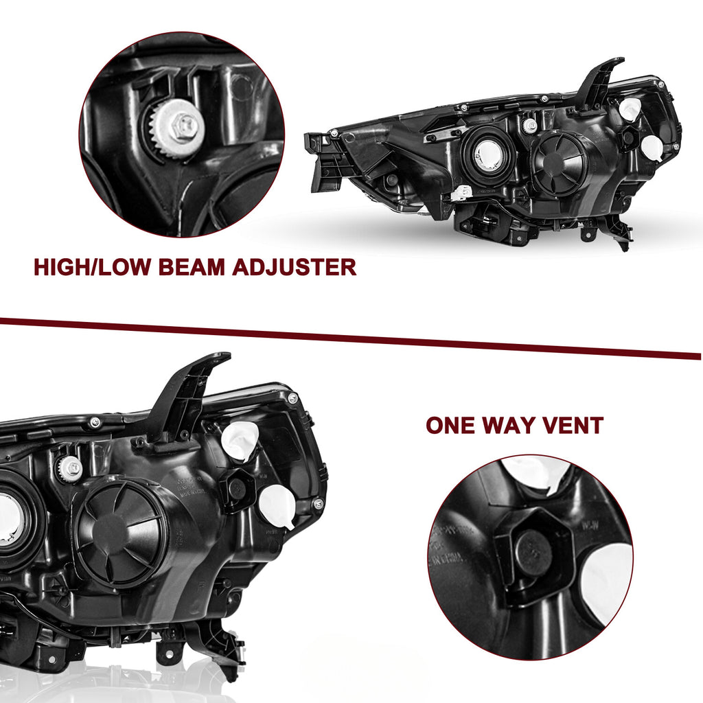 For 2014-2020 Toyota 4Runner 4Dr Black Headlights Amber Corner Lamps Left+Right