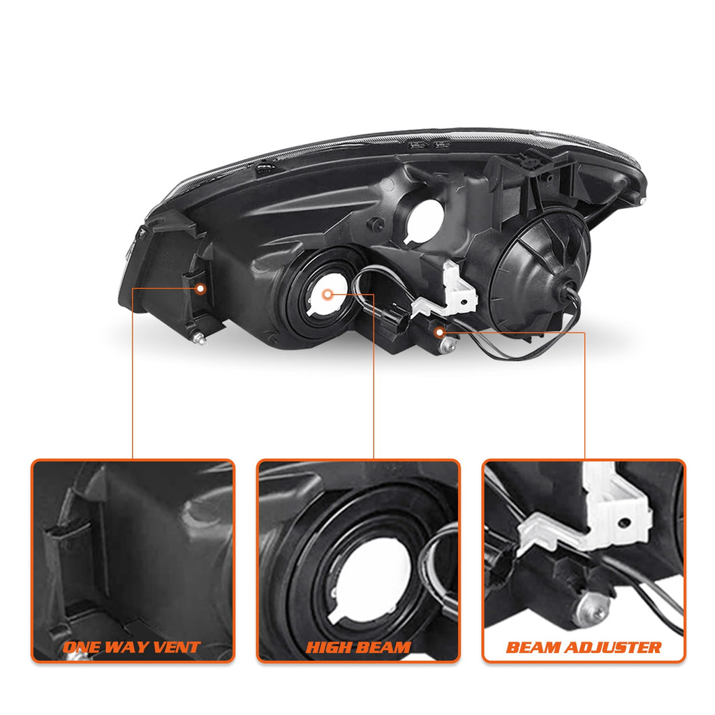 For 2005-2006 Nissan Altima 4Dr Black Housing Clear Corner Headlights Lamps L+R