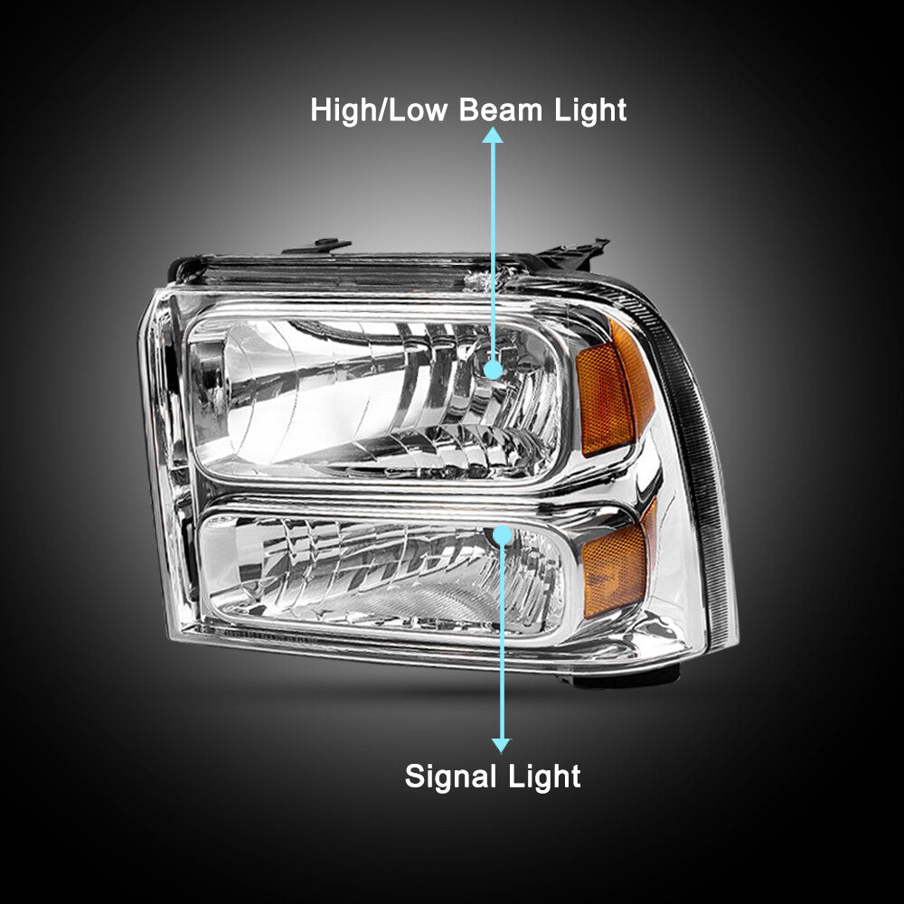 For 2005-2007 Ford F250 F350 F450 F550 Super duty Headlights 05 06 07 W/Bulbs