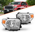 For 14-17 Toyota Tundra Chrome Headlights Assembly w/o Level Adjuster Lamps L+R
