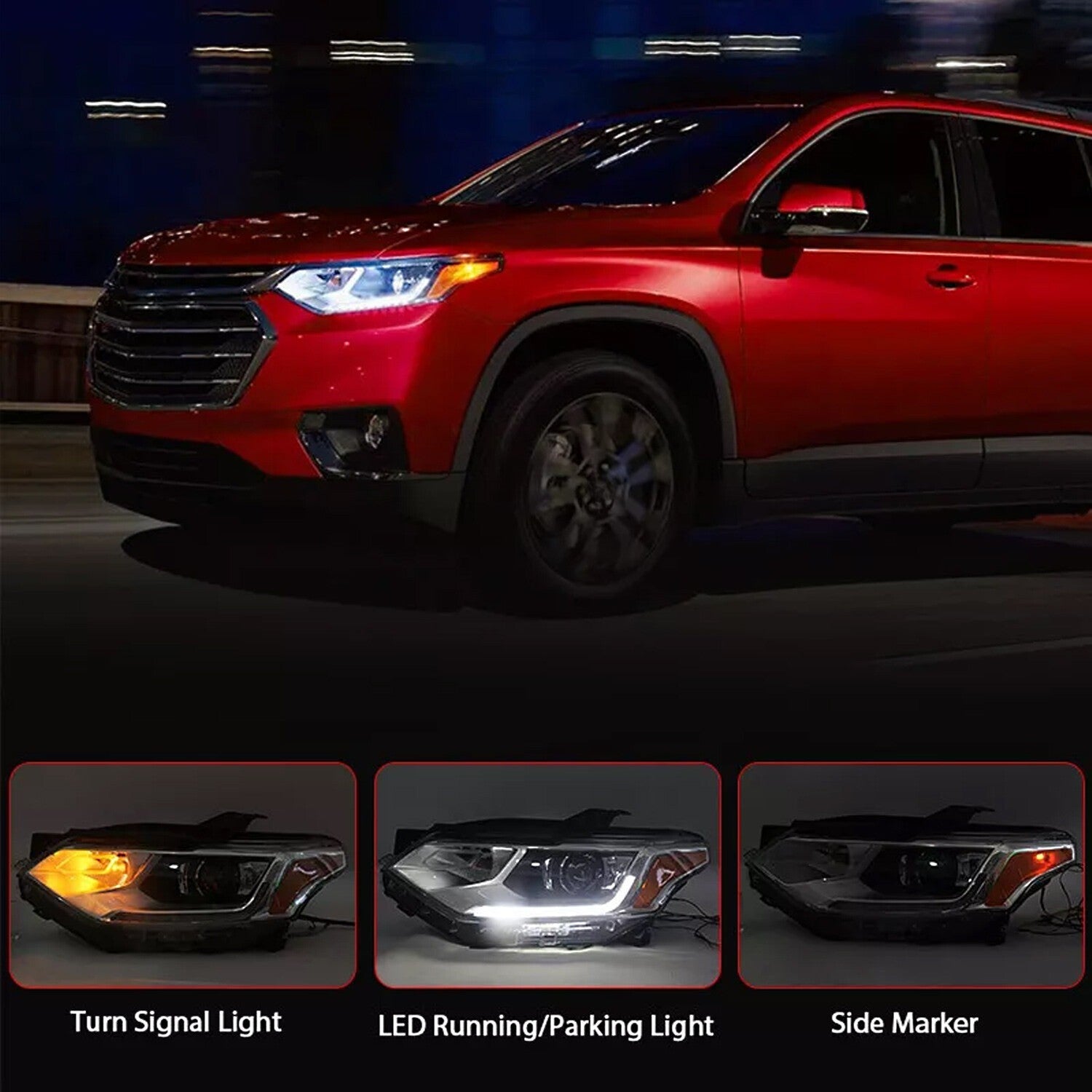 for 2018-2021 Chevy Traverse Chrome HID/Xenon Headlights Left Side w/ B Ballast