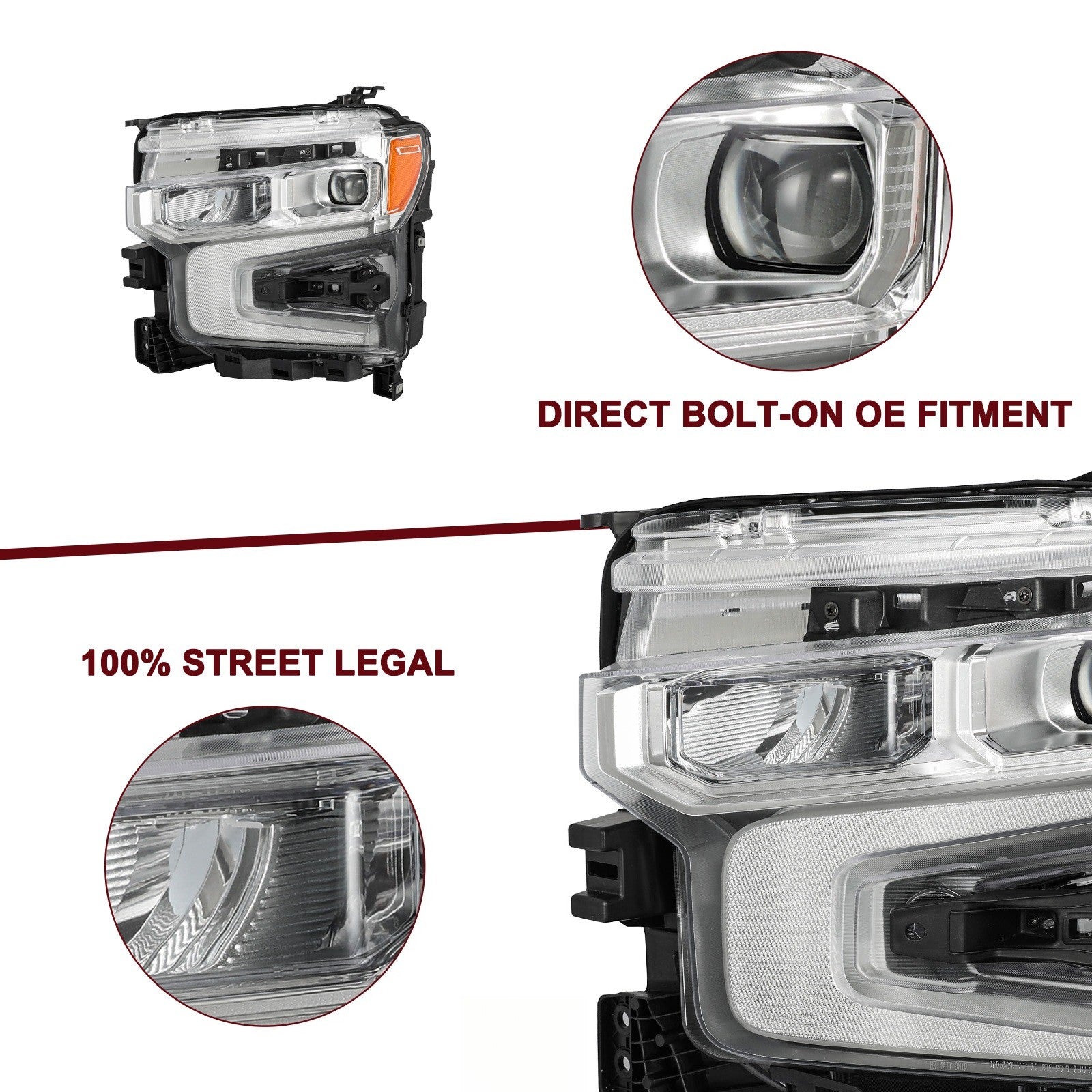 Full LED For 2022-2024 Chevy Silverado 1500 LTZ/High Country Headlight Left Side