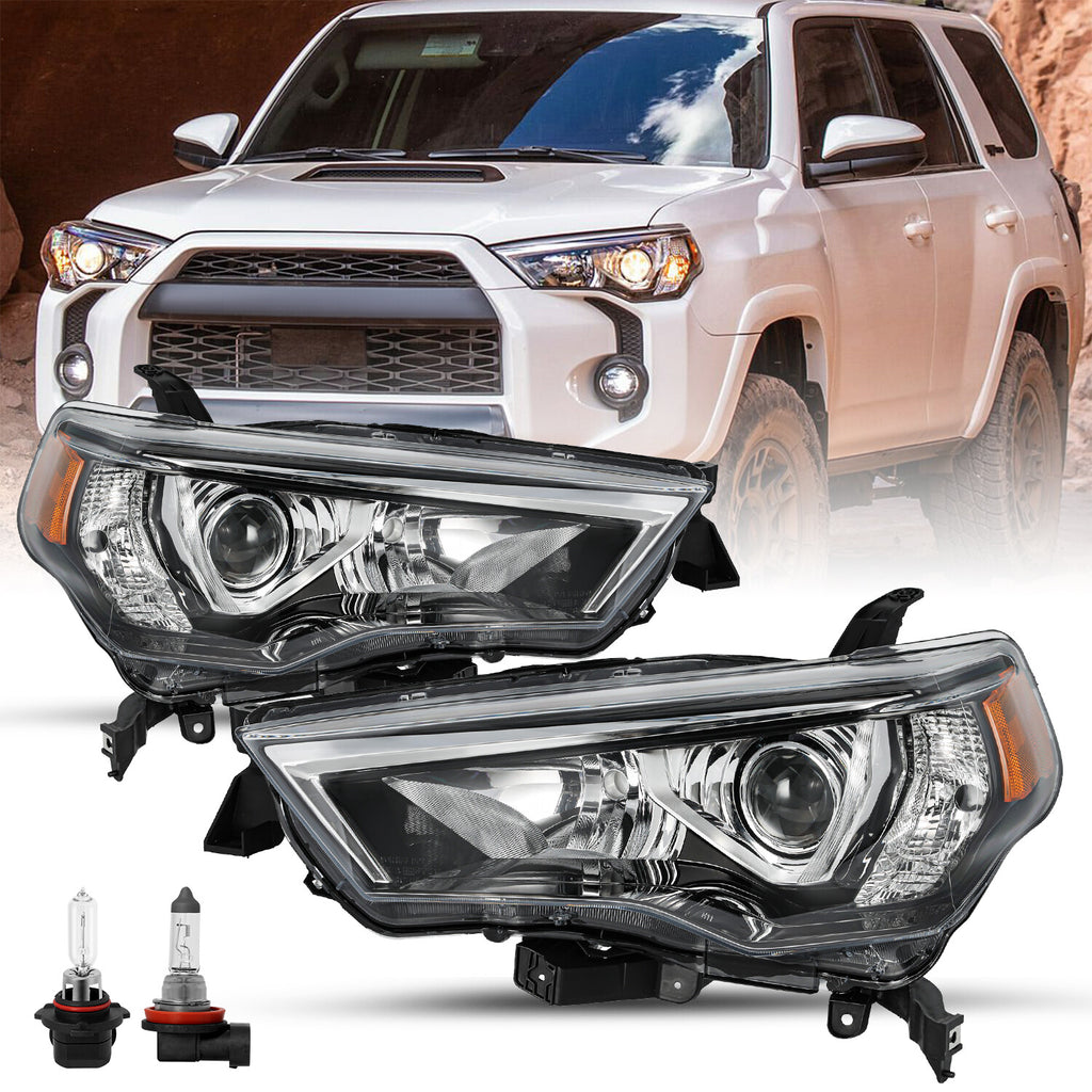For 2014-2020 Toyota 4Runner 4DR Chrome Headlights Lamps Assembly LH+RH Pair