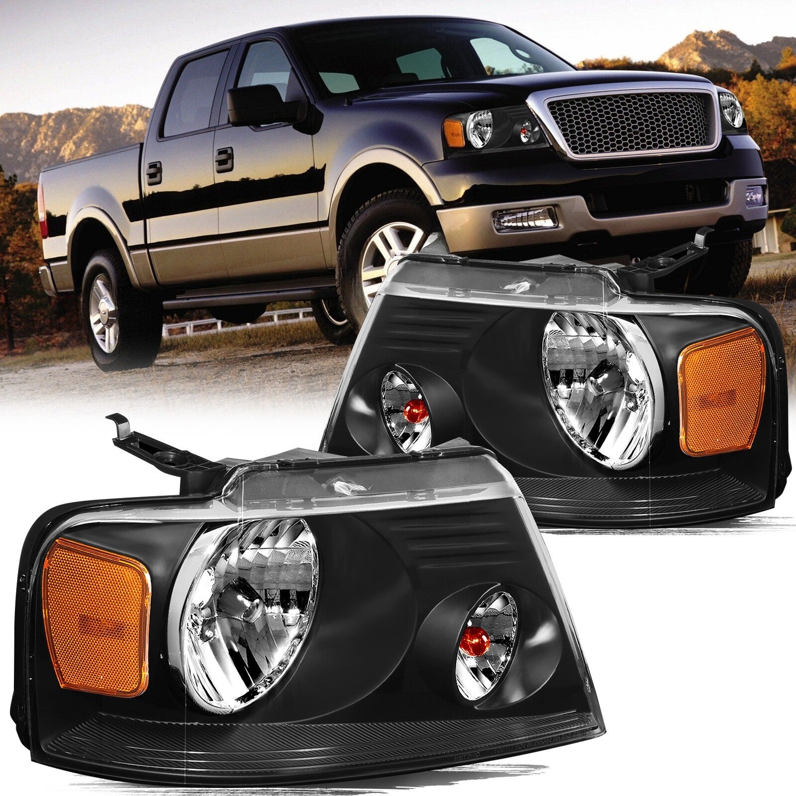 For 2004 2005 2006 2007 2008 Ford F-150 F150 Pickup Headlight Pair LH+RH