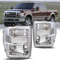 Front Headlights for 2008-2010 Ford F250 F350 Super Duty Chrome Housing Headlamp