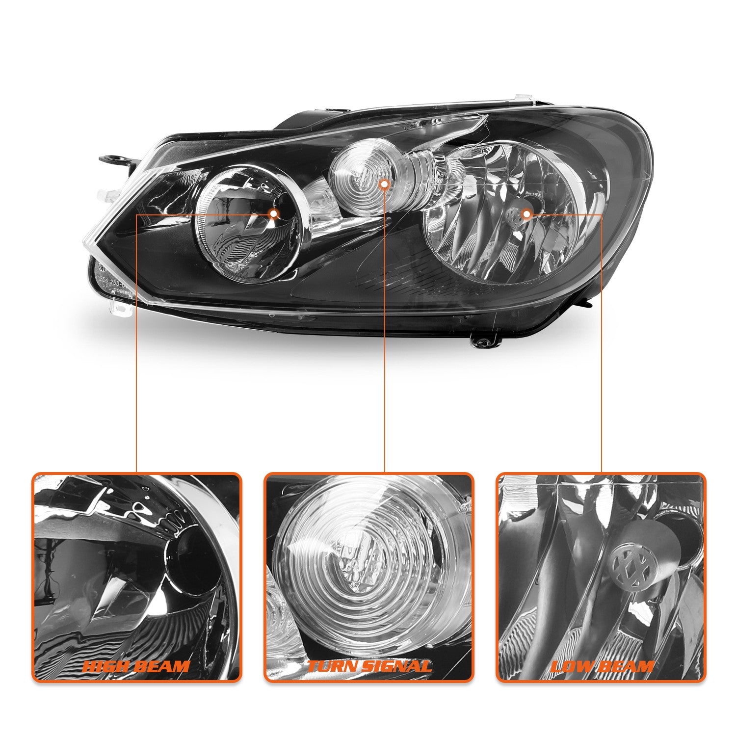 For 2010-2014 Volkswagen Sportwagen Golf/Jetta Headlight Assembly Left Driver LH