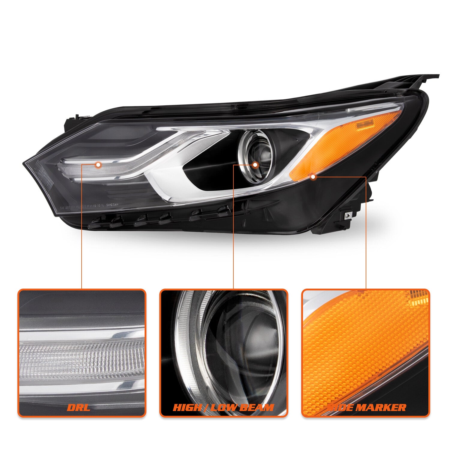 For 2018-2020 Chevy Chevrolet Equinox Factory Halogen Headlight w/ LED DRL 18-20