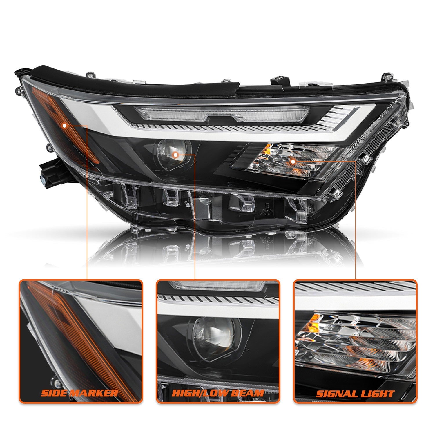 For 2022 2023 2024 Toyota RAV4 LED Headlights Chrome Amber Pair Left+Right Side