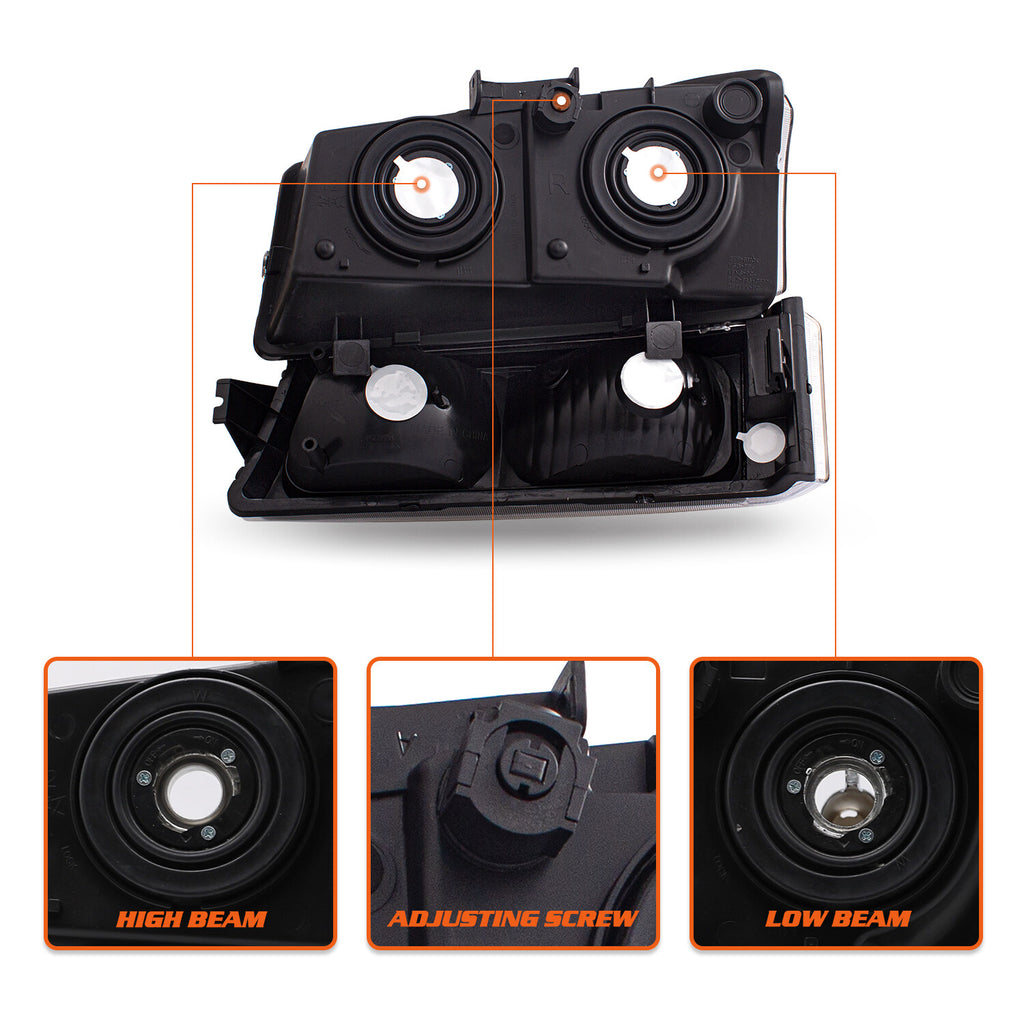 4pcs Headlights & Bumper Lamps For 2003-2006 Chevy Silverado 2002-2006 Avalanche