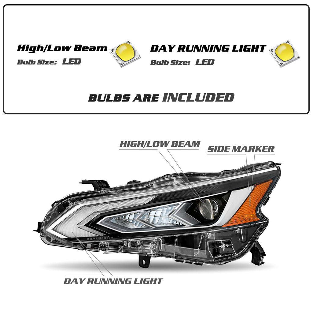 For 2019 2020 2021 2022 Nissan Altima LED DRL Headlights Assembly Headlamps Pair