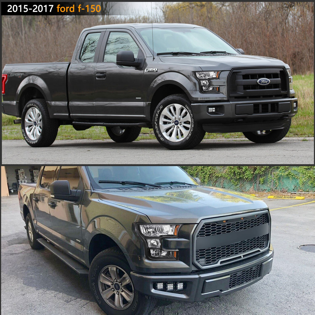 FOR 15-2017 FORD F150 BLACK AMBER CORNER HEADLIGHT REPLACEMENT HEAD LAMPS