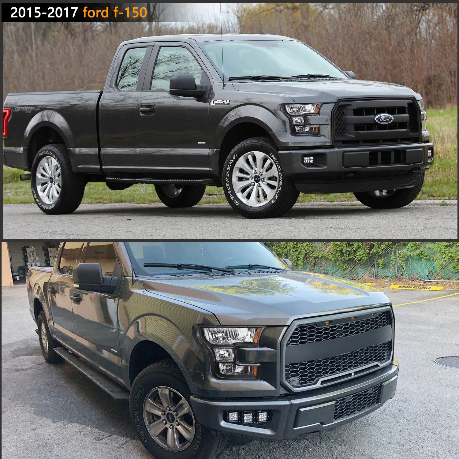 FOR 15-2017 FORD F150 BLACK AMBER CORNER HEADLIGHT REPLACEMENT HEAD LAMPS