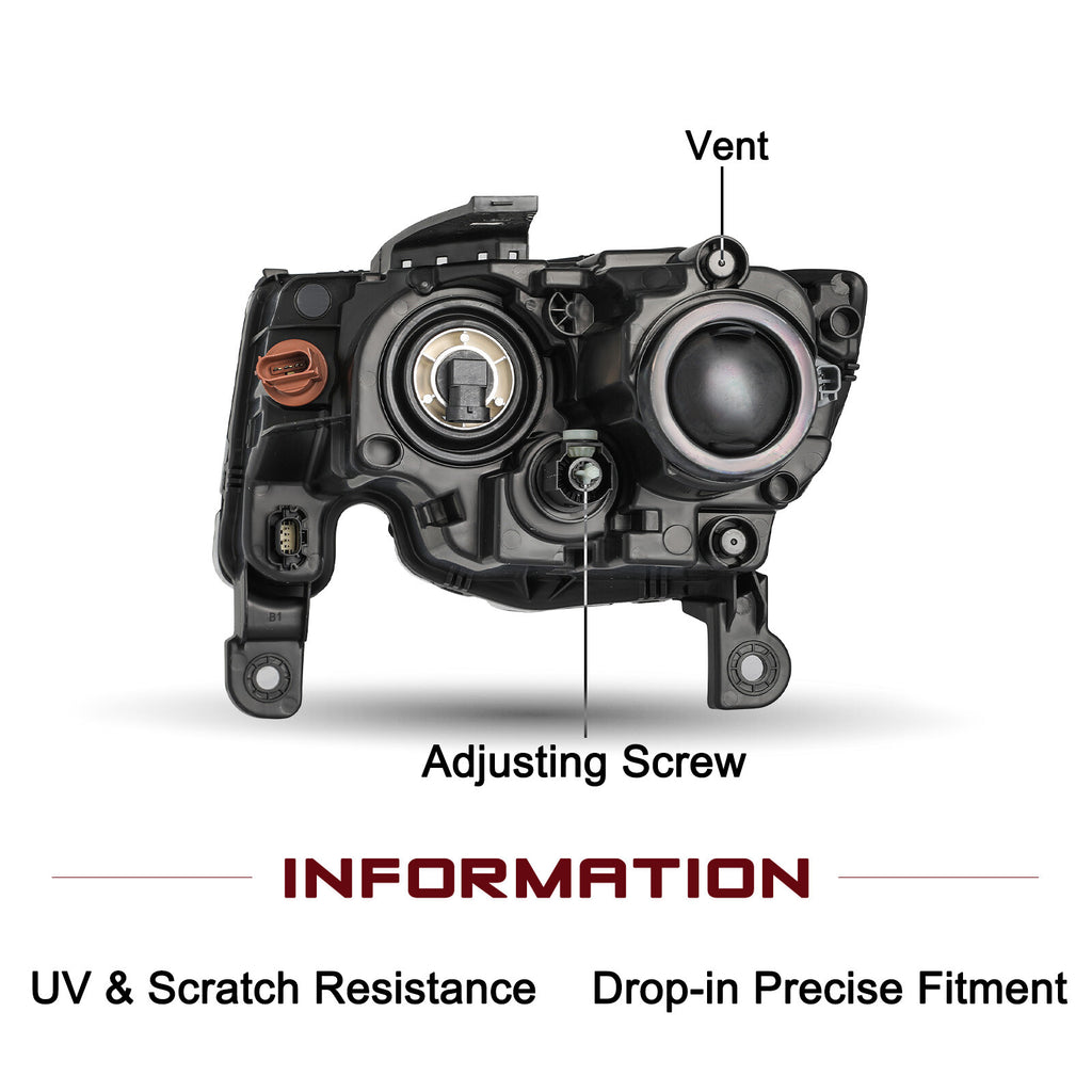 Chrome Trim Projector Halogen Headlight For 2017-2021 Jeep Grand Cherokee Right