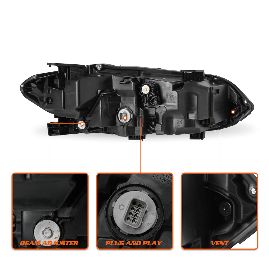 For 2022 2023 Honda Civic Chrome Full LED Headlights Assembly Pair 22-23