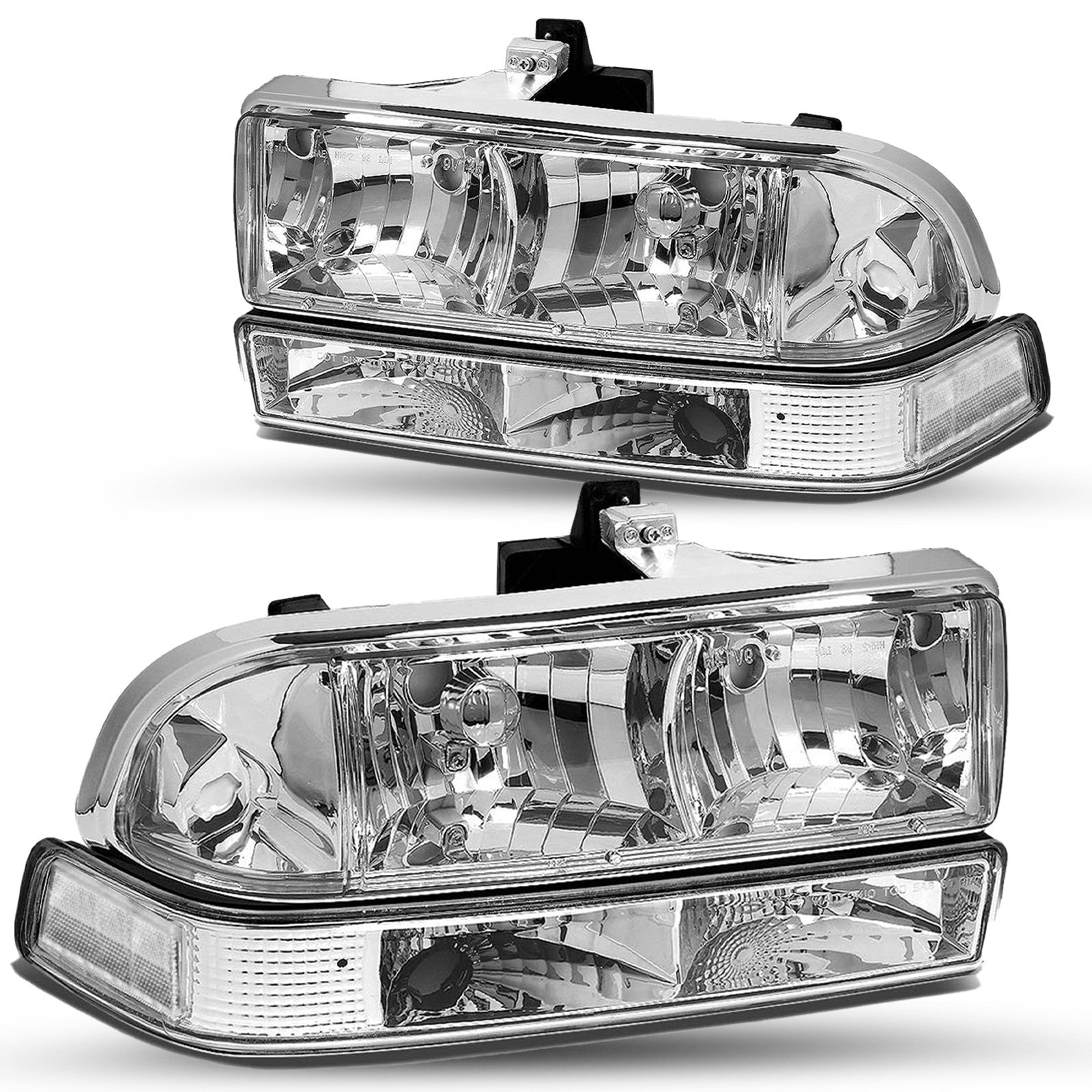 For 1998-2004 Chevy S10 Pickup Blazer Headlights Bumper Lamps Left&Right Side