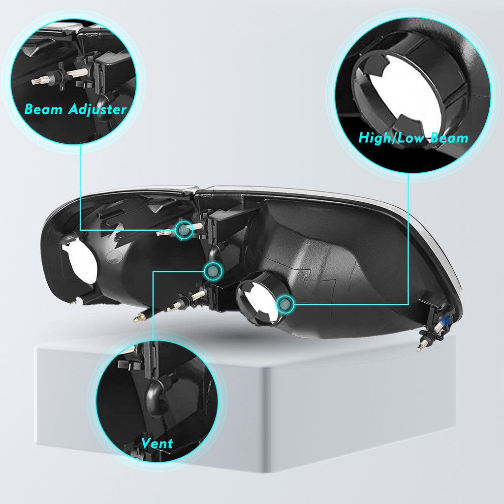 For 1997-2002 Expedition 1997-2003 Ford F150 Headlight Headlamp Pair