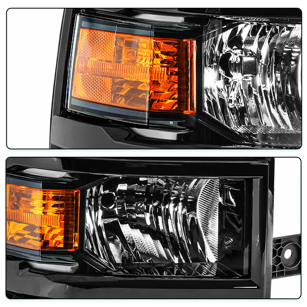 For 2014-2015 Chevy Silverado 1500 Black Headlight Headlamp Passenger Right Side