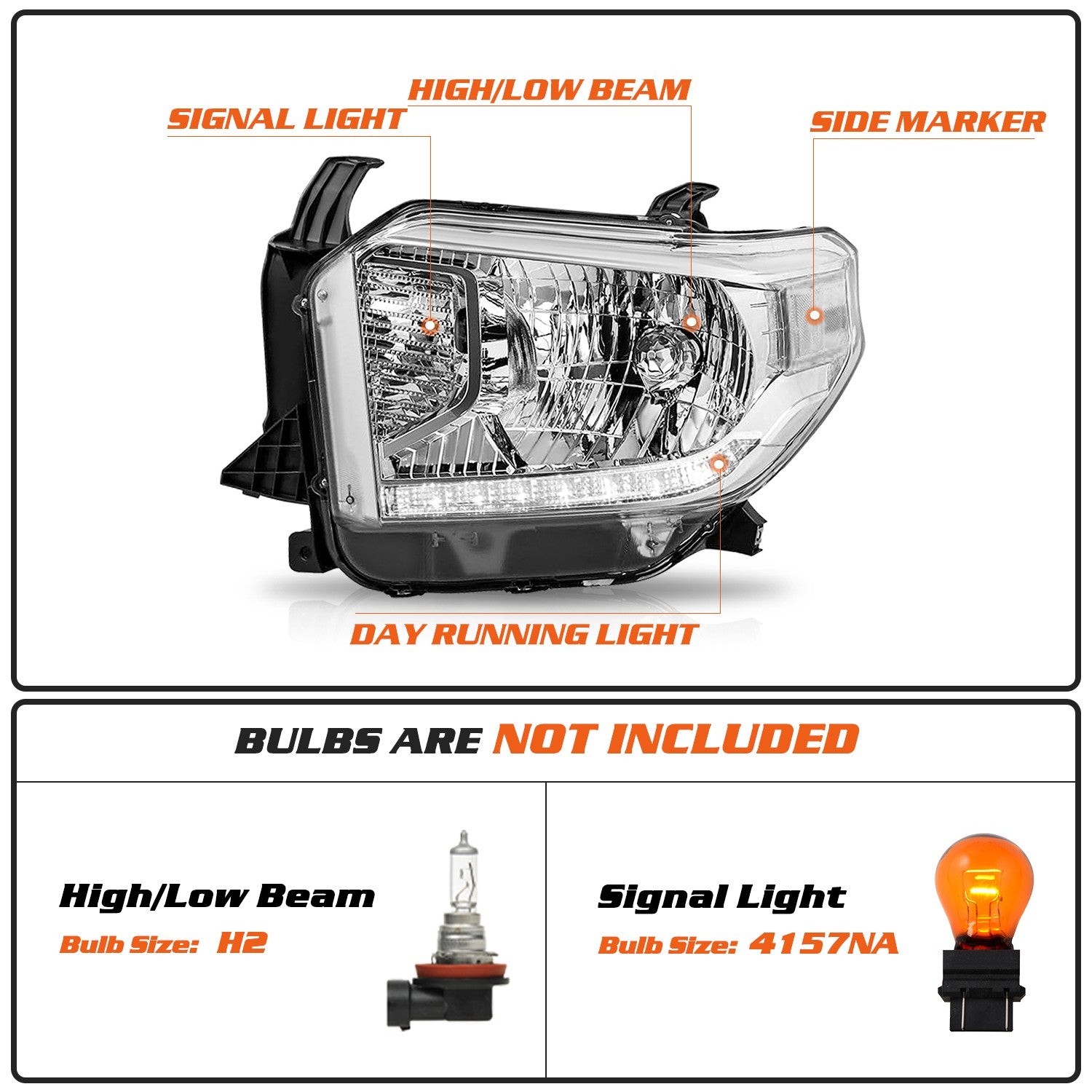 For 2014-2021 Toyota Tundra LED DRL Headlights Assembly Left&Right Pair Headlamp