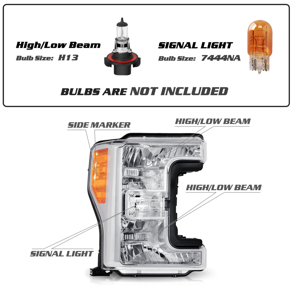 For 2017-2019 Ford f250 F350 F450 F550 Super Duty Passenger Headlight 17-19