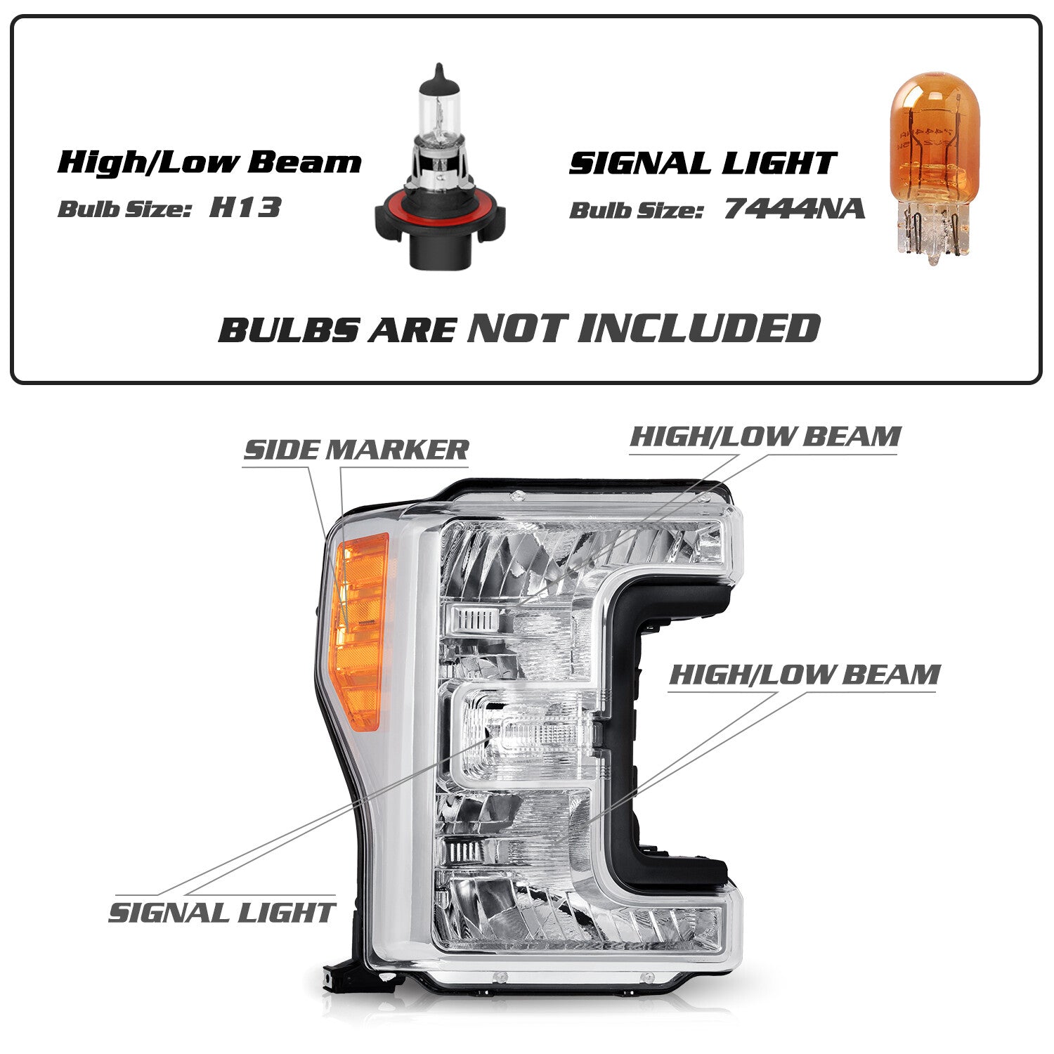 For 2017-2019 Ford f250 F350 F450 F550 Super Duty Passenger Headlight 17-19