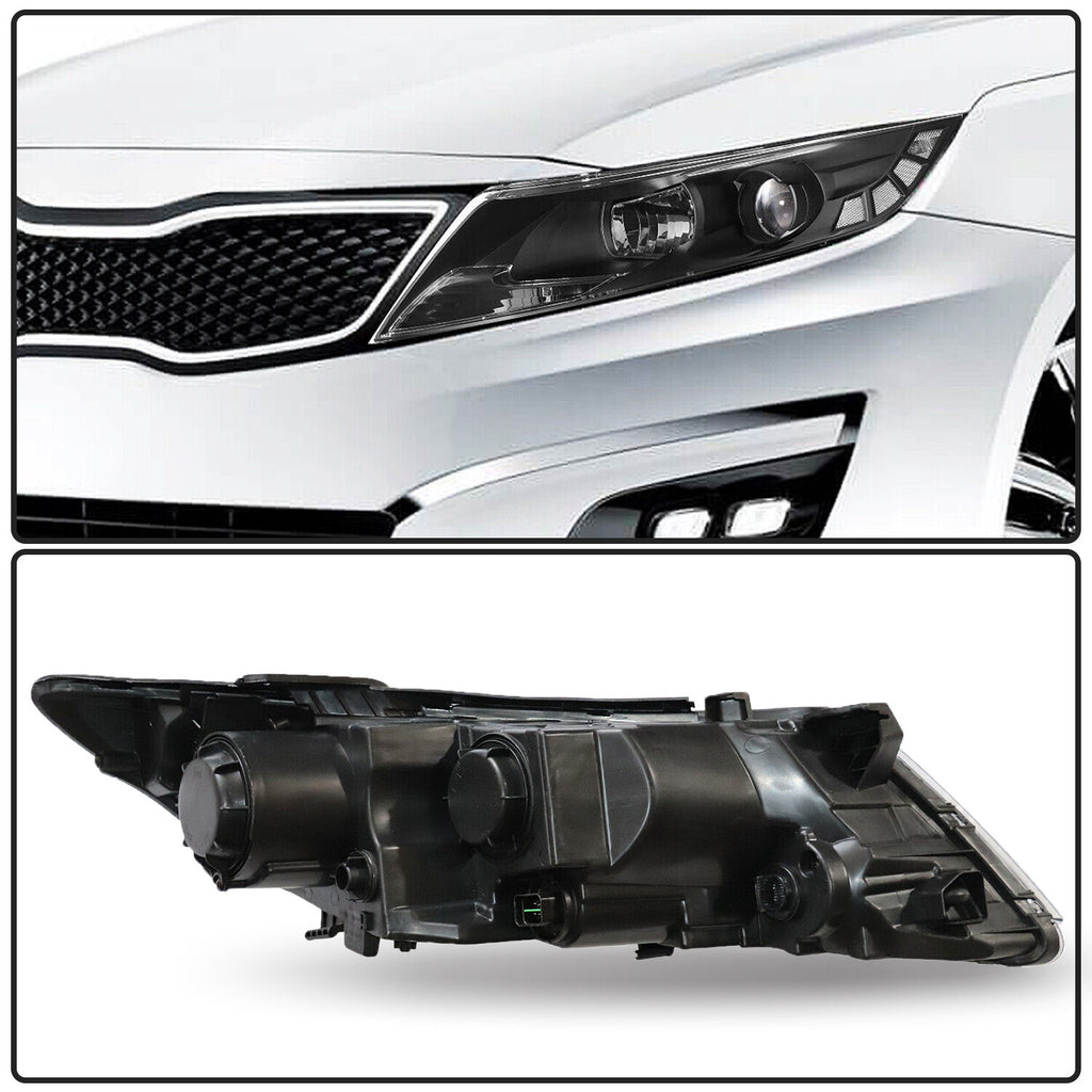 For 2011-2013 Kia Optima Halogen Black Clear Corner Headlights Assembly Pair