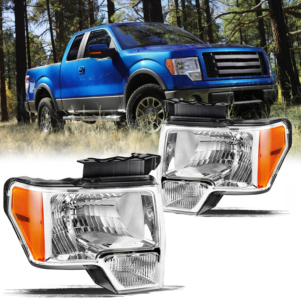 For 2009 2010 2011 2012 2013 2014 Ford F-150 F150 Pickup Headlights Pair