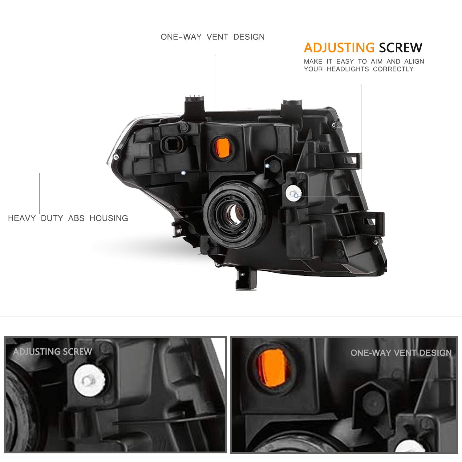 For 2005-2008 Nissan Frontier 05-07 Pathfinder Black Headlights Headlamps Set