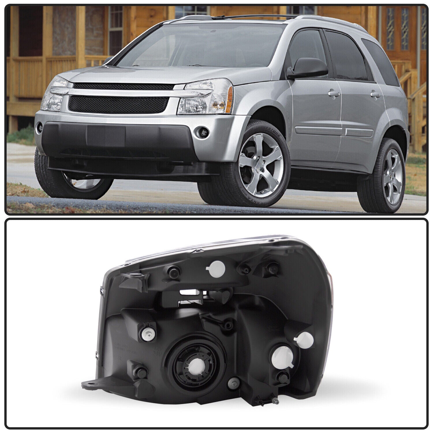 2Pcs Headlights For 2005-2009 Chevy Equinox Chrome Housing Headlamp 05-09 Pair