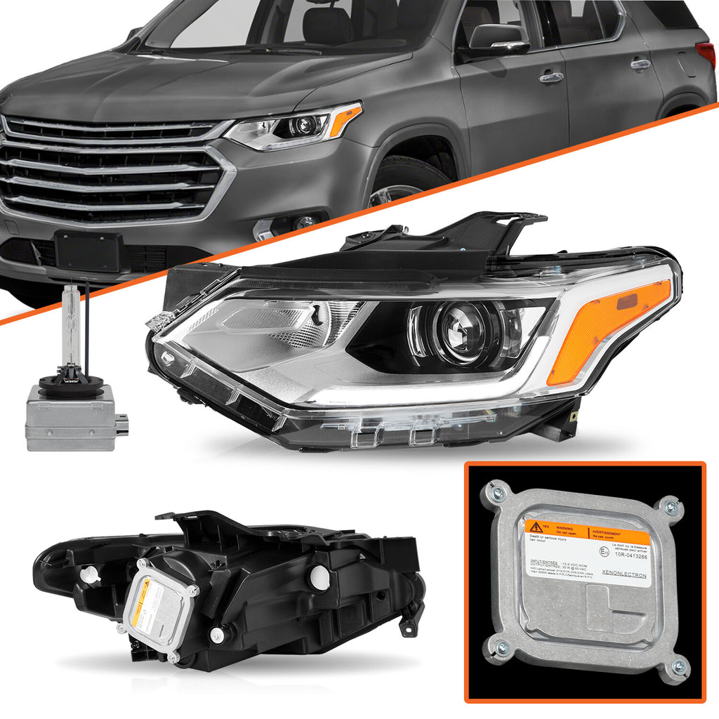 for 2018-2021 Chevy Traverse Chrome HID/Xenon Headlights Left Side w/ B Ballast