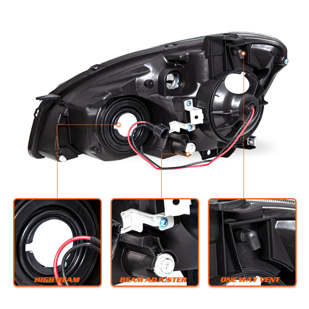 For 2002-2004 Nissan Altima Chrome Headlights Amber Corner Headlamps Left+Right