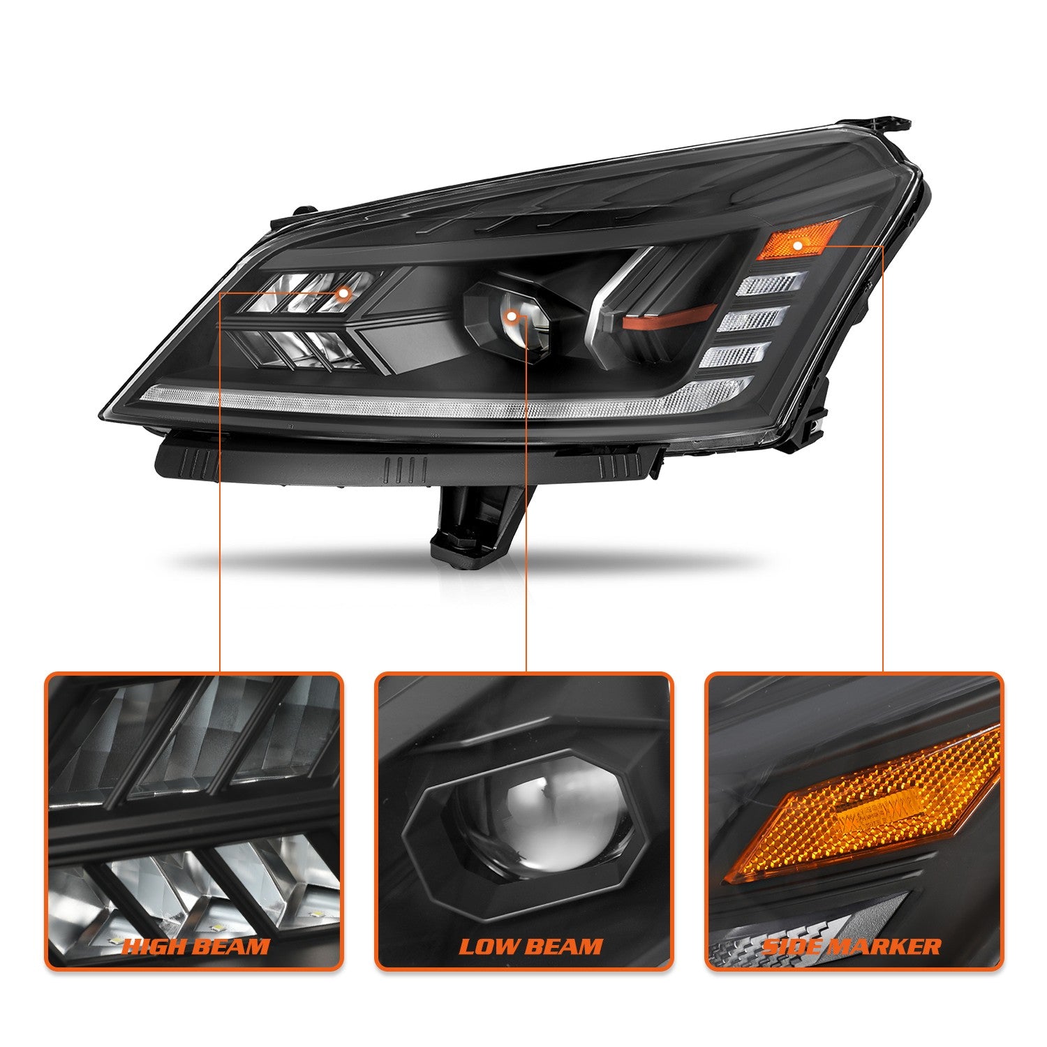 For 2013-2017 Chevy Traverse Full Led Driver and Passenger Side Headlight