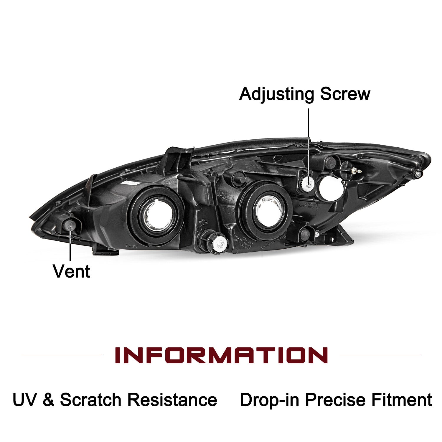 For 2002 2003 2004 Toyota Camry Black Amber Reflector Headlights Assembly Pair