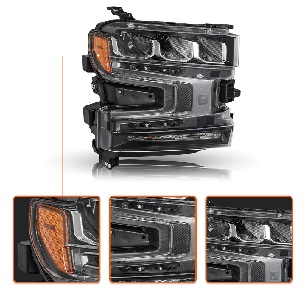 LED Headlight For 2019-2021 Chevy Silverado 1500 Headlamp Passenger Right Side