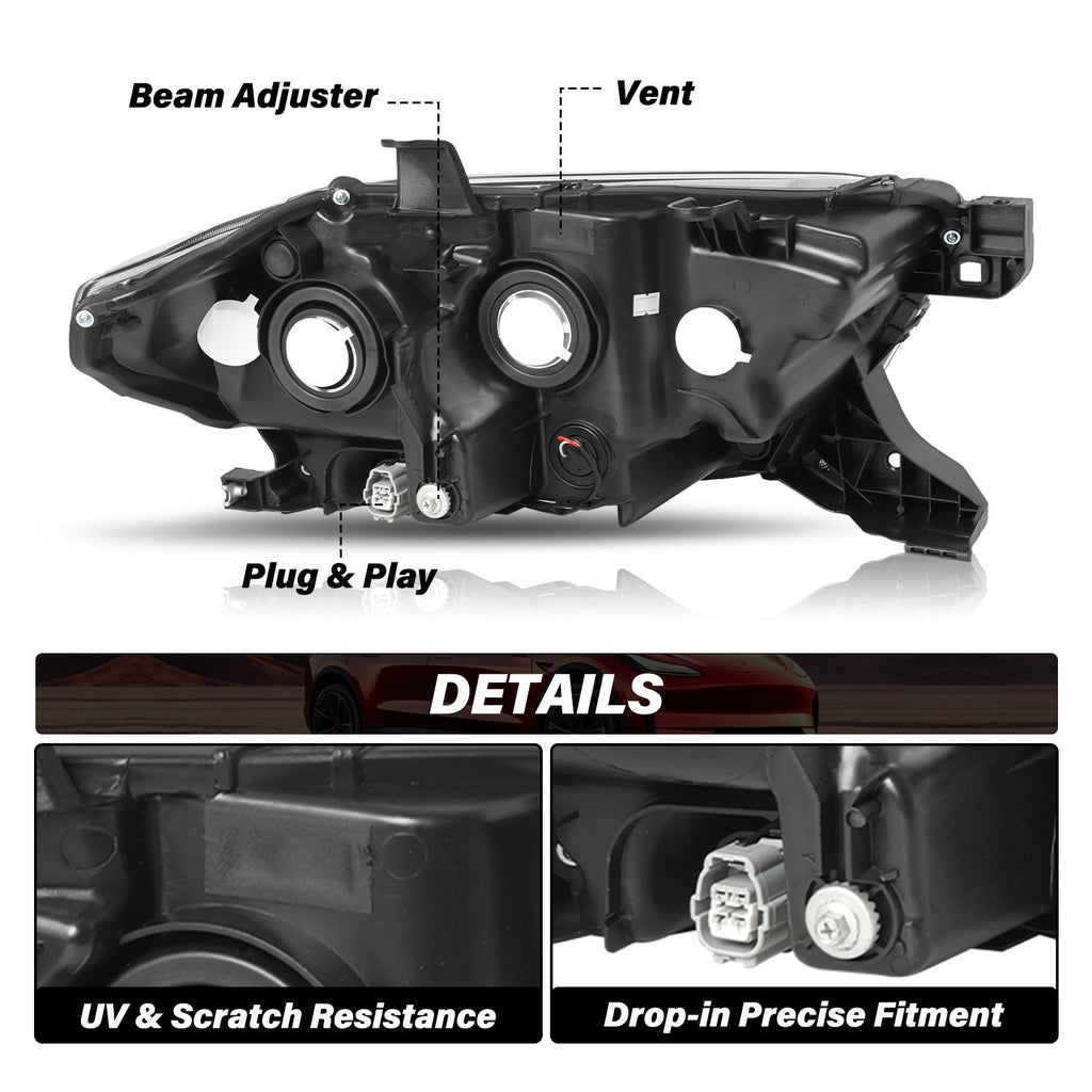 For 2016-2022 Toyota Tacoma w/ LED DRL Black Headlights Amber Corner Lamps Pair