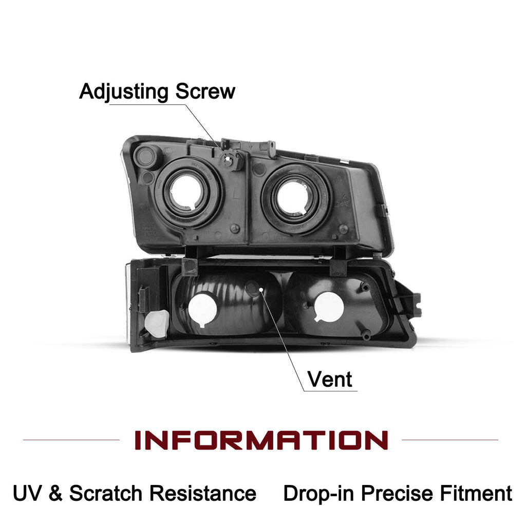 Chrome Headlights For 2003-2006 Chevy Silverado Chevrolet Avalanche 03-06 4pcs