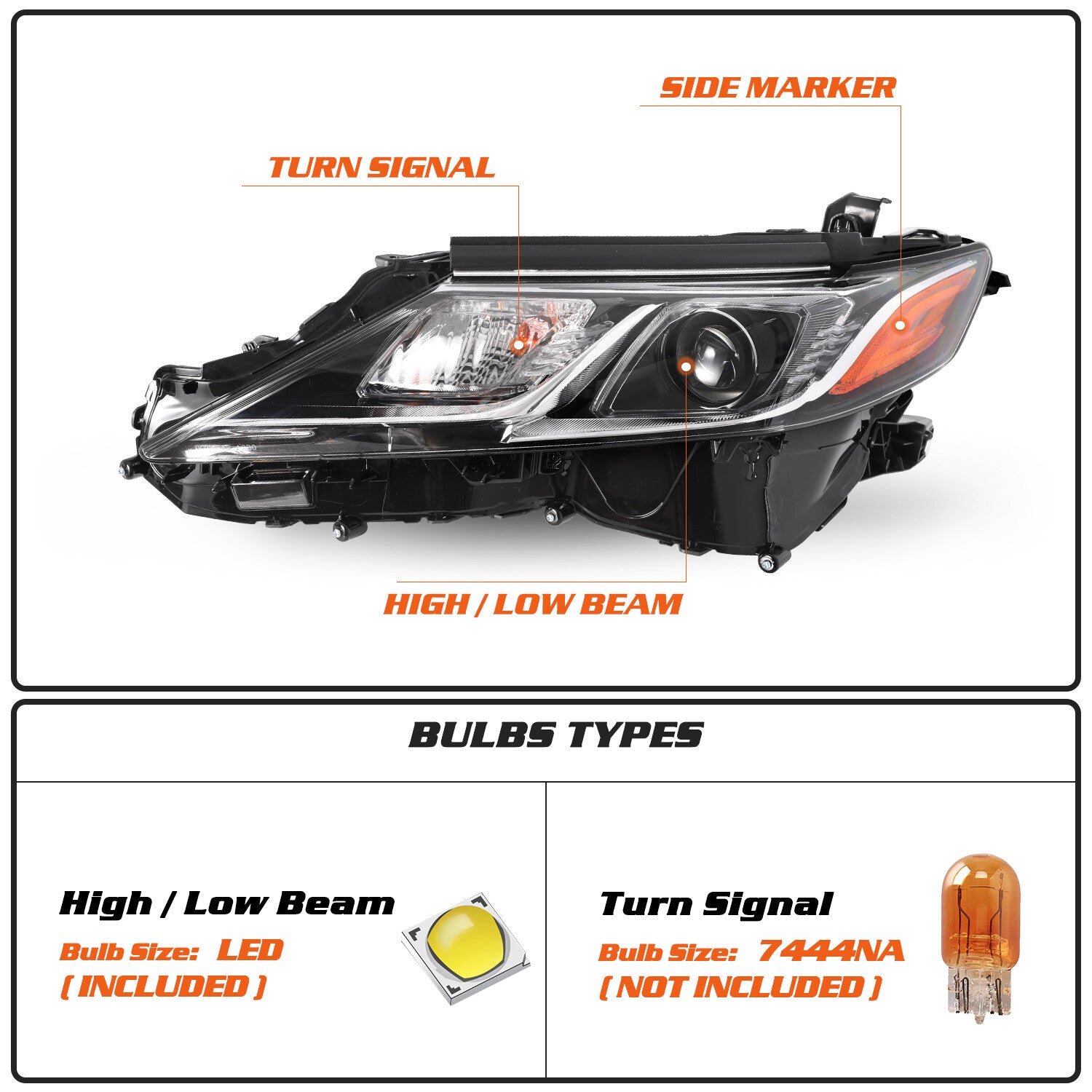 LED Projector Headlight for 2018-2023 Toyota Camry L LE SE Left Driver Side