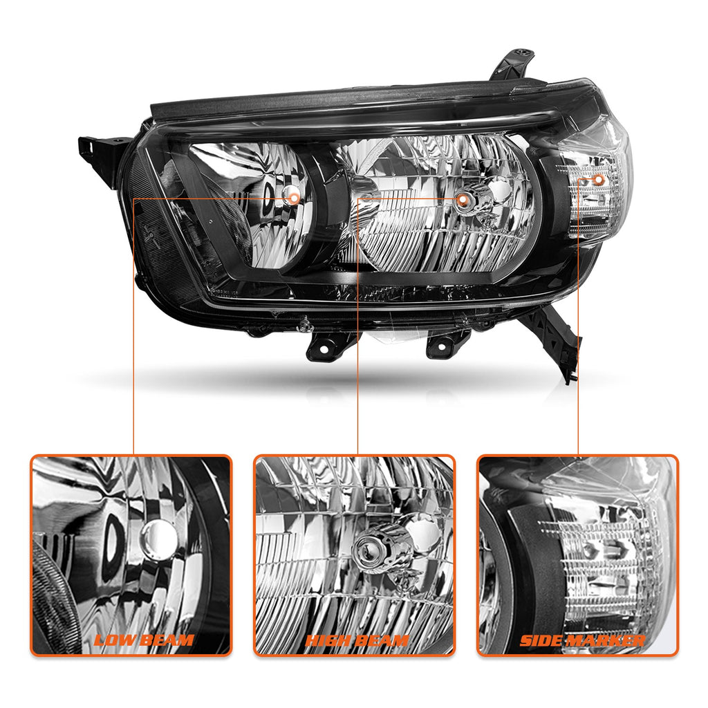 For 2010-2013 Toyota 4Runner Black Clear Corner Headlights Assembly Set W/bulbs