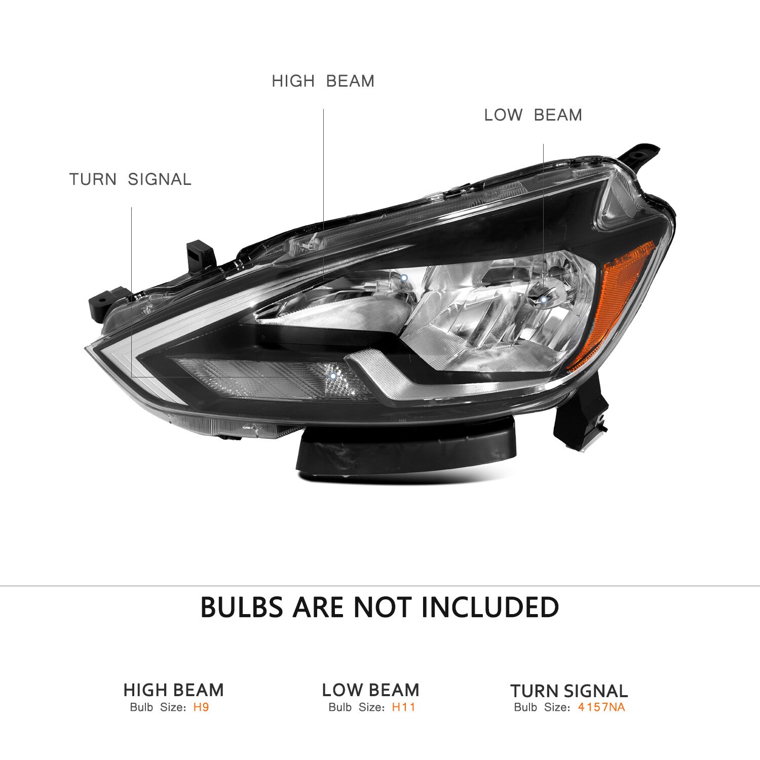 For 2016 2017 2018 Nissan Sentra Headlight Headlamp Halogen Driver Left Side LH