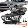 For 2016-2022 Toyota Tacoma TRD LED DRL Black Headlights Assembly LH+RH